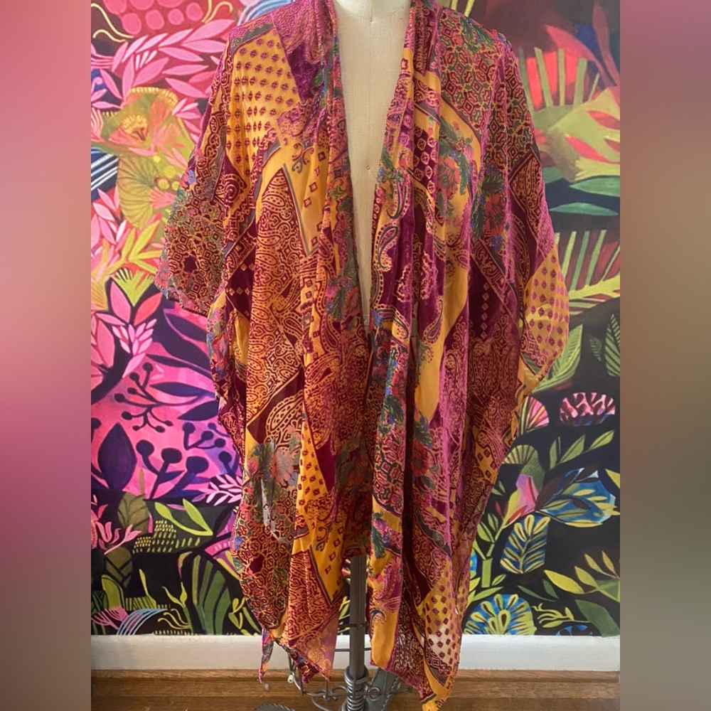 NWT Free People Burn Out Velvet Shawl